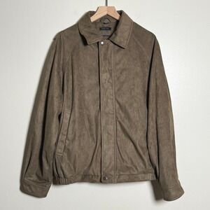 Claiborne VTG Mens Suede Bomber Jacket XL‎ Brown Full Zip Workwear